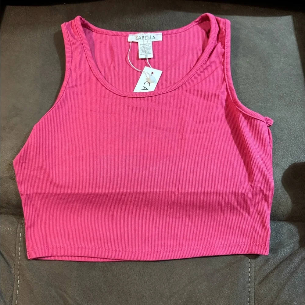 Capella Pink Ribbed Lounge Set | Crop Tank & Drawstring Shorts | New‎ With Tags
